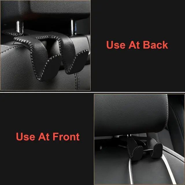 Alt view image 4 of 7 - 2021 Upgraded Car Purse Hook, 2 in 1 Car Seat Headrest Hooks Durable Hanger Storage Holder Leather Organizer for Hanging Grocery Bags, 2 Pack, Beige
