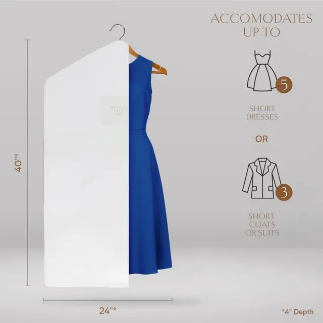 Alt view image 2 of 7 - Luxury Organic Cotton Garment Bag for Hanging Clothes Short 40"