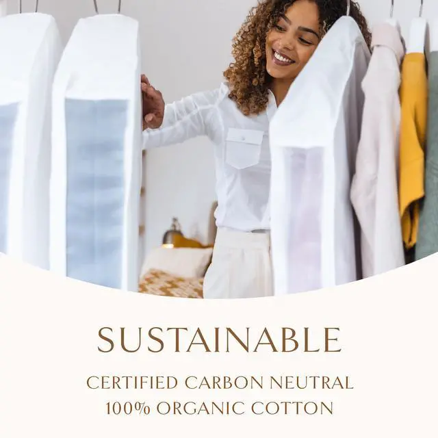 Alt view image 5 of 7 - Luxury Organic Cotton Garment Bag for Hanging Clothes Short 40"