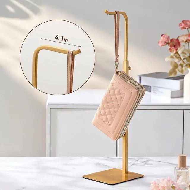 Alt view image 3 of 7 - 4 Pack Adjustable Purse Holder: Handbag Display Stand, Hanger Rack for Bags, Purses and Wreaths, Tabletop Closet Desk Retail Vendor Display Stand, Gold