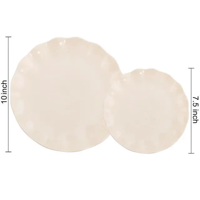 Alt view image 3 of 7 - 24 Pcs Plastic Plates Reusable,Unbreakable Dinner Plates, Scalloped Plastic Plates, Dishwasher Safe,Ivory Plate Sets Perfect for Parties, Birthday, Picnics, BPA Free(12Guests)