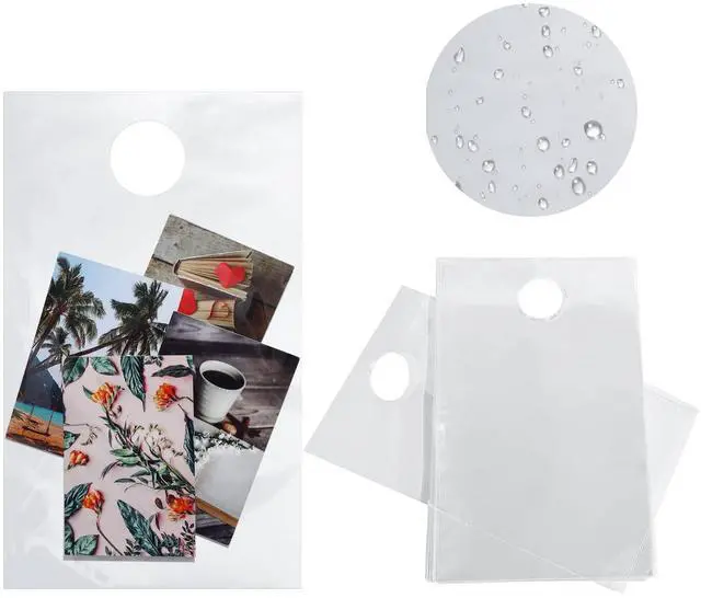Main image of 240 Pcs Door Hanger Bags Hanging Clear Plastic Poly Waterproof Perforated Newspaper Bag for Door Knob Flyers Newspapers Mail Magazine Notice Brochures Outdoor Avoid Dirt (9 x 12 Inch)
