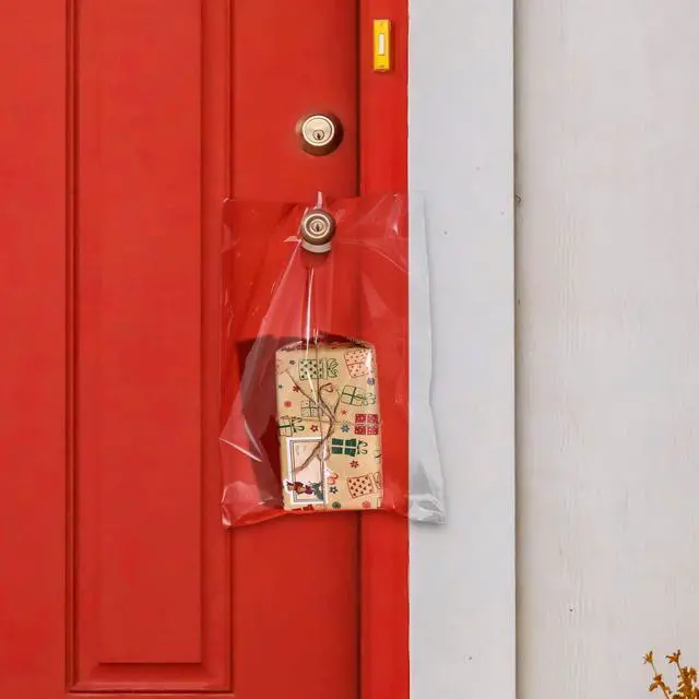 Alt view image 5 of 7 - 240 Pcs Door Hanger Bags Hanging Clear Plastic Poly Waterproof Perforated Newspaper Bag for Door Knob Flyers Newspapers Mail Magazine Notice Brochures Outdoor Avoid Dirt (9 x 12 Inch)