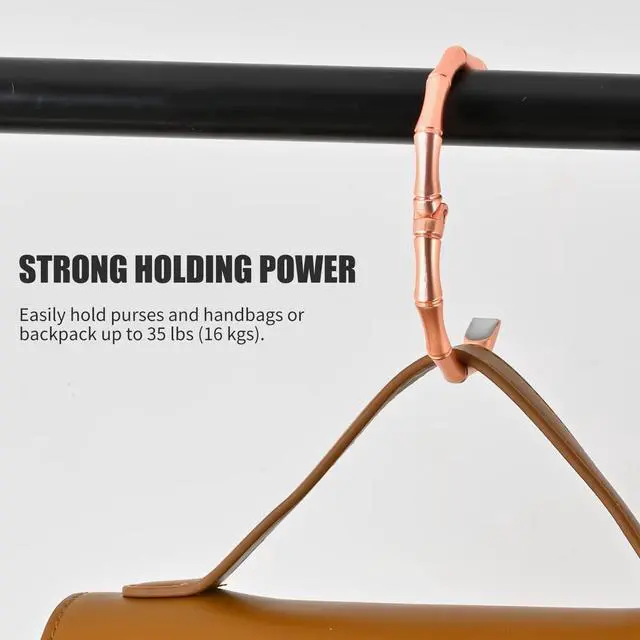 Alt view image 5 of 7 - Bag Hook Hanger, Holds Up to 33LB, Purse Hook for Desk, Under Table Bar Handbag Hanger, ledges, etc. Stylish Purse Holder Storage, Handbag Clips Hooks Holder Ring (S-Matte Rose Gold)