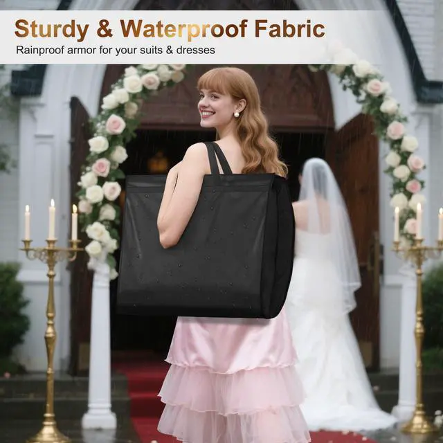 Alt view image 5 of 7 - 65" Long Garment Bags for Travel for Women 4" Gusseted Dress Bags for Gowns Waterproof Dress Protector Bag for Closet Storage Clothing Covers for Hanging Clothes Wedding Dresses Storage