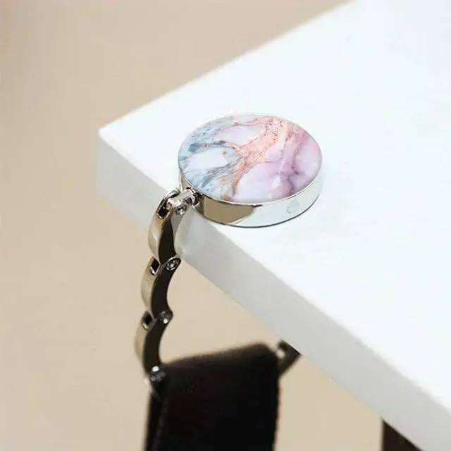 Alt view image 5 of 6 - Foldable Purse Hook Womens Bag Table Hanger Collection Desk Hooks for Purse (4pack Pretty Marble Hook)