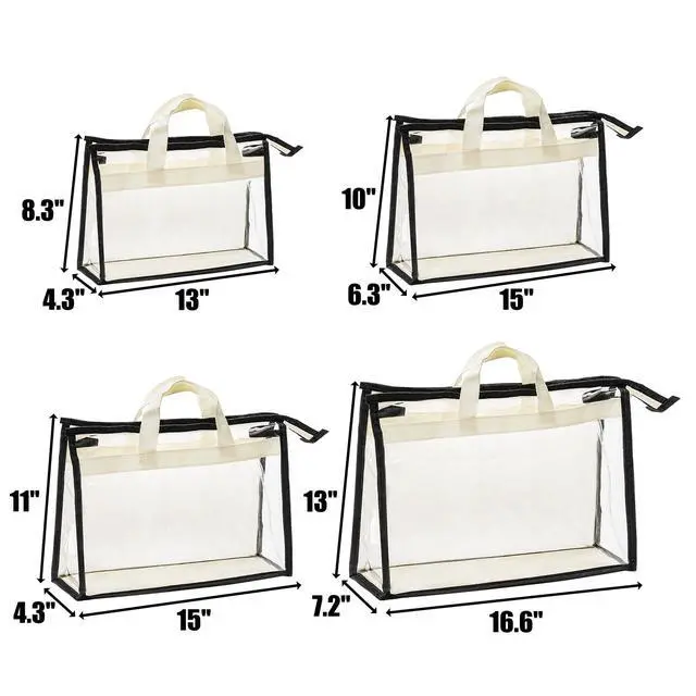 Alt view image 2 of 7 - 12 Pack Clear Handbag Storage Organizer, Dust Bags for Handbags, Transparent Purse Organizer for Closet, Hanging Handbags Dust Cover Bags with Zipper, Handles and Hooks