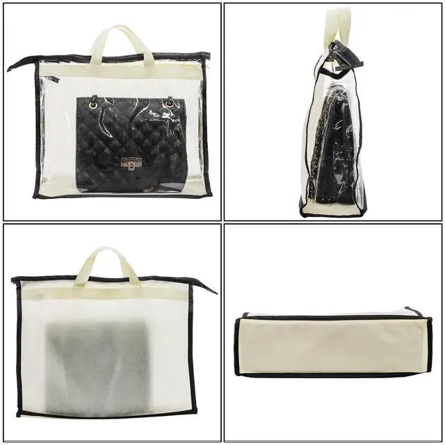 Alt view image 3 of 7 - 12 Pack Clear Handbag Storage Organizer, Dust Bags for Handbags, Transparent Purse Organizer for Closet, Hanging Handbags Dust Cover Bags with Zipper, Handles and Hooks
