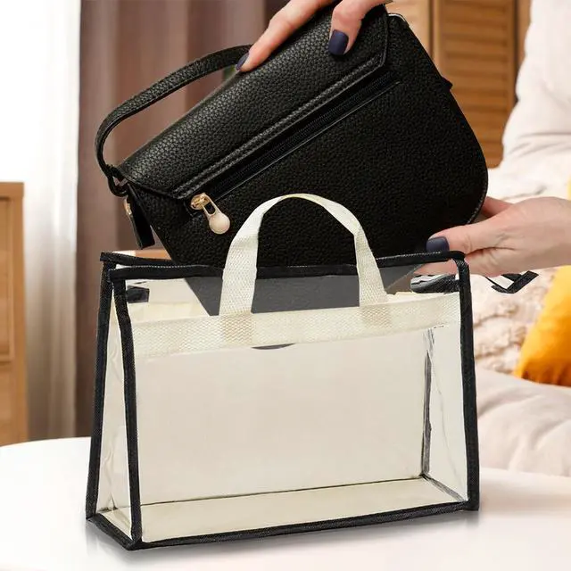 Alt view image 7 of 7 - 12 Pack Clear Handbag Storage Organizer, Dust Bags for Handbags, Transparent Purse Organizer for Closet, Hanging Handbags Dust Cover Bags with Zipper, Handles and Hooks