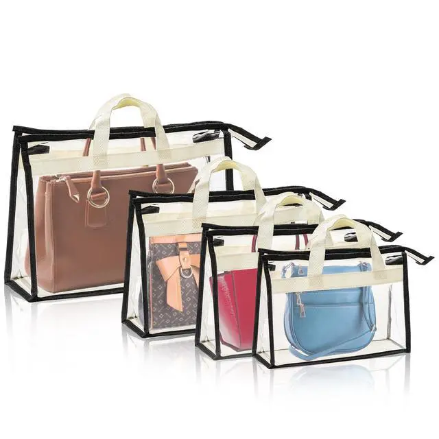 Alt view image 5 of 7 - 12 Pack Clear Handbag Storage Organizer, Dust Bags for Handbags, Transparent Purse Organizer for Closet, Hanging Handbags Dust Cover Bags with Zipper, Handles and Hooks