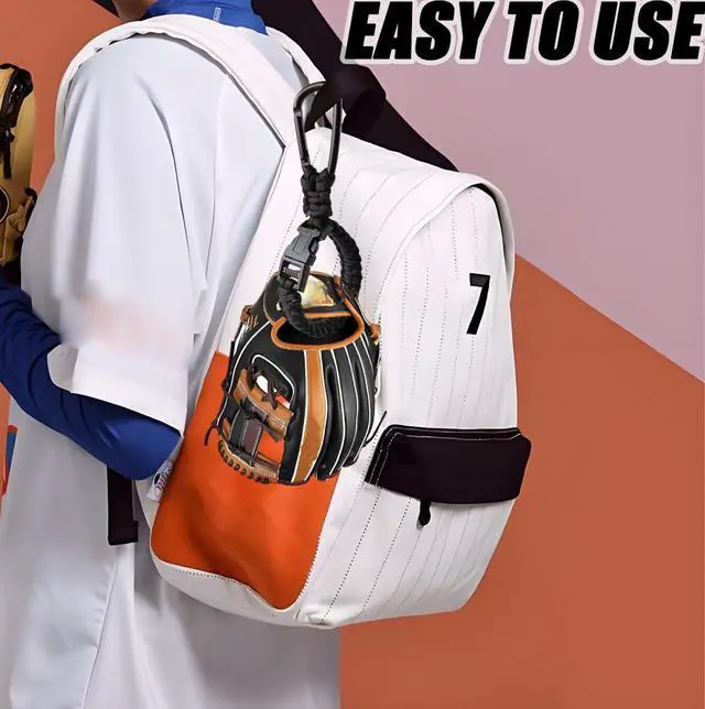 Alt view image 5 of 6 - 2 PCS Baseball Glove Clip for Hanging Bags, Paracord Gear Holder with Hook Clip, Portable Sports Equipment Drying Rack for Baseball Softball Gloves, Travel Accessory for Athletes