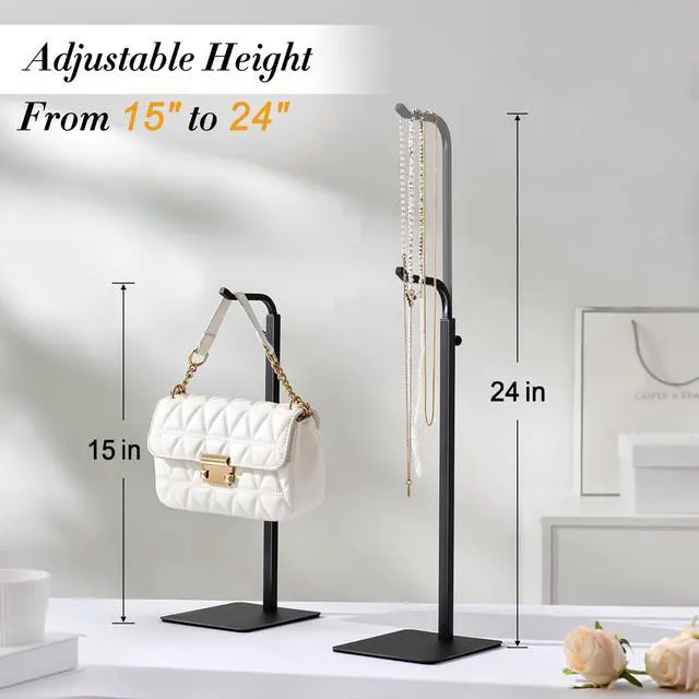 Alt view image 3 of 7 - Adjustable Purse Display Stands - Black Tabletop Display Holder for Handbags, Wreaths and Banners, for Home Closets, Retail Displays and Vendor Booths (2-Pack)