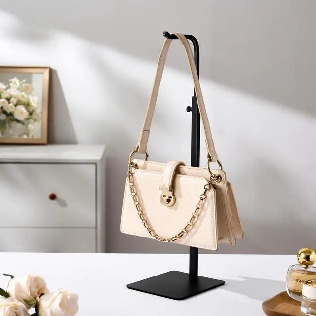 Alt view image 7 of 7 - Adjustable Purse Display Stands - Black Tabletop Display Holder for Handbags, Wreaths and Banners, for Home Closets, Retail Displays and Vendor Booths (2-Pack)