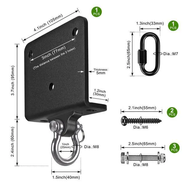 Alt view image 2 of 7 - Beam Hanger Punching Bag Hanger 1000 LB Capacity Beam Mount Hardware for Heavy Bag Ceiling Mount with Carabiner 180° Swing Bracket Hooks for Boxing Bag