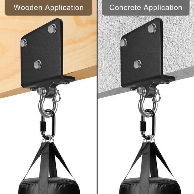 Alt view image 3 of 7 - Beam Hanger Punching Bag Hanger 1000 LB Capacity Beam Mount Hardware for Heavy Bag Ceiling Mount with Carabiner 180° Swing Bracket Hooks for Boxing Bag