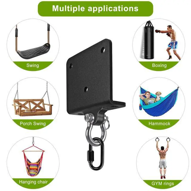 Alt view image 6 of 7 - Beam Hanger Punching Bag Hanger 1000 LB Capacity Beam Mount Hardware for Heavy Bag Ceiling Mount with Carabiner 180° Swing Bracket Hooks for Boxing Bag