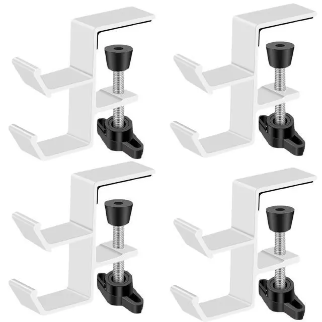 Alt view image 6 of 7 - Desktop Hook Under-Table Handbag Hanger Wallet Hook Simple for Holiday Decoration Desktop Backpack Rack Headphone Hanger 2-Piece Pack Double Hook (4-Piece White)