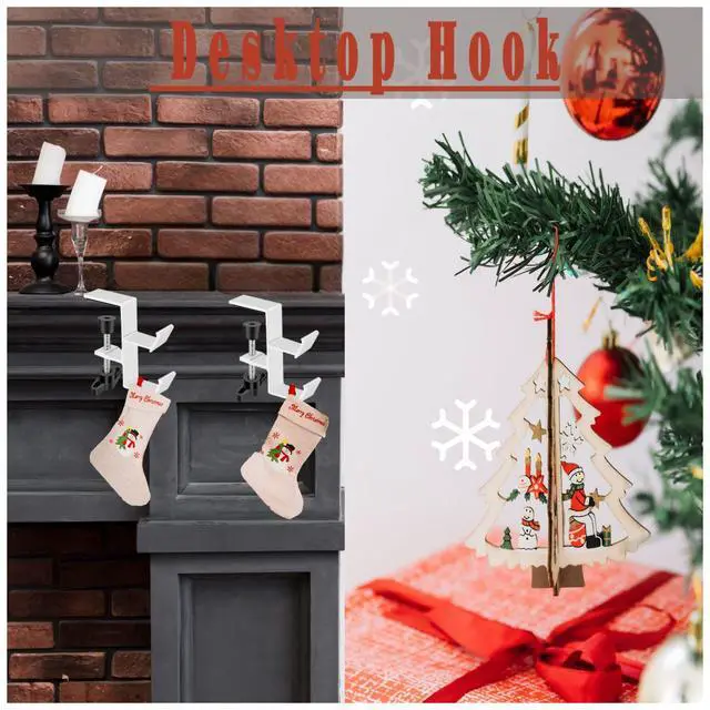 Alt view image 3 of 7 - Desktop Hook Under-Table Handbag Hanger Wallet Hook Simple for Holiday Decoration Desktop Backpack Rack Headphone Hanger 2-Piece Pack Double Hook (4-Piece White)