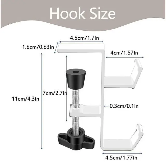 Alt view image 7 of 7 - Desktop Hook Under-Table Handbag Hanger Wallet Hook Simple for Holiday Decoration Desktop Backpack Rack Headphone Hanger 2-Piece Pack Double Hook (4-Piece White)