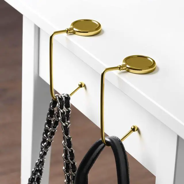 Alt view image 3 of 6 - Purse Hook for Table - Set of 2 Purse Holder - Handbag Hanger - Portable Bag Holder - Bag Hooks for Desk - Table Hook Gold