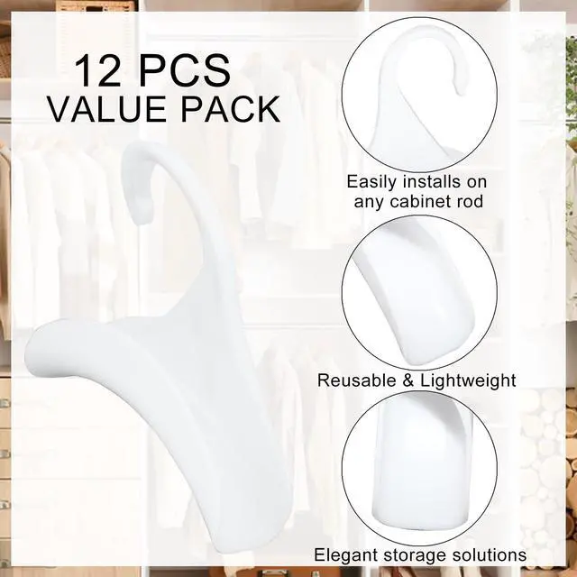 Alt view image 5 of 6 - 12Pcs Purse Hanger Closet Bag Organizer Hooks, Space Saving Handbag Holder Rack, Bag Hanger for Closet Rod, Belt Scarf Tote Storage Hook Set Black White Gray