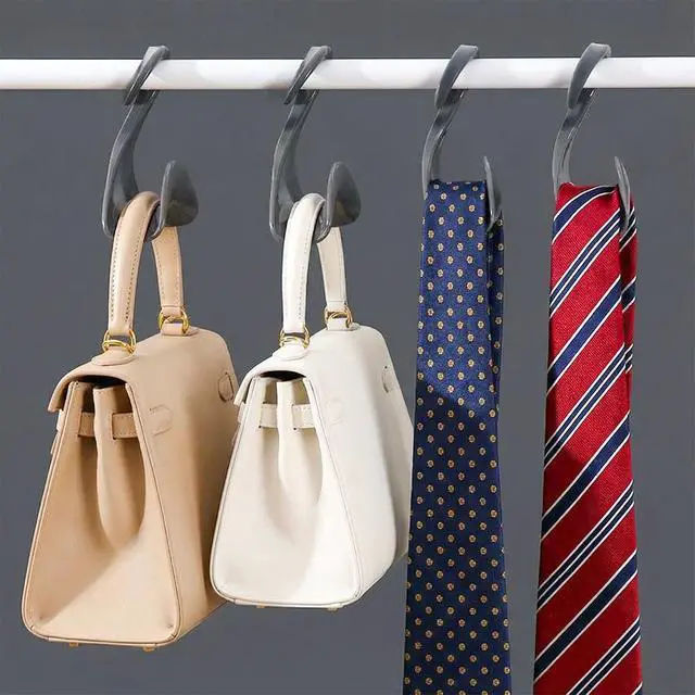 Alt view image 6 of 6 - 12Pcs Purse Hanger Closet Bag Organizer Hooks, Space Saving Handbag Holder Rack, Bag Hanger for Closet Rod, Belt Scarf Tote Storage Hook Set Black White Gray