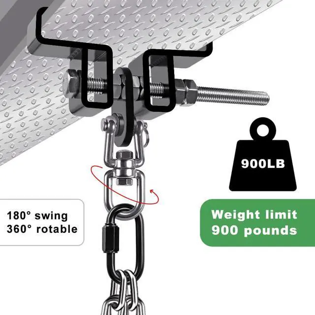 Alt view image 4 of 7 - Heavy Duty Steel Beam Clamp, Heavy Bag Mount, Punching Bag Hanger Heavy Duty Holder for Boxing, Muay Thai and MMA Training, 360° Swivel Hardware, W/Carabiner