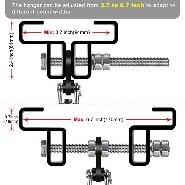 Alt view image 5 of 7 - Heavy Duty Steel Beam Clamp, Heavy Bag Mount, Punching Bag Hanger Heavy Duty Holder for Boxing, Muay Thai and MMA Training, 360° Swivel Hardware, W/Carabiner