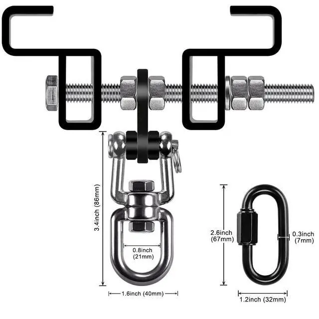 Alt view image 6 of 7 - Heavy Duty Steel Beam Clamp, Heavy Bag Mount, Punching Bag Hanger Heavy Duty Holder for Boxing, Muay Thai and MMA Training, 360° Swivel Hardware, W/Carabiner