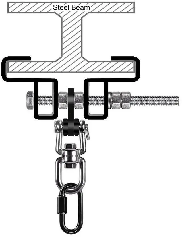 Alt view image 7 of 7 - Heavy Duty Steel Beam Clamp, Heavy Bag Mount, Punching Bag Hanger Heavy Duty Holder for Boxing, Muay Thai and MMA Training, 360° Swivel Hardware, W/Carabiner