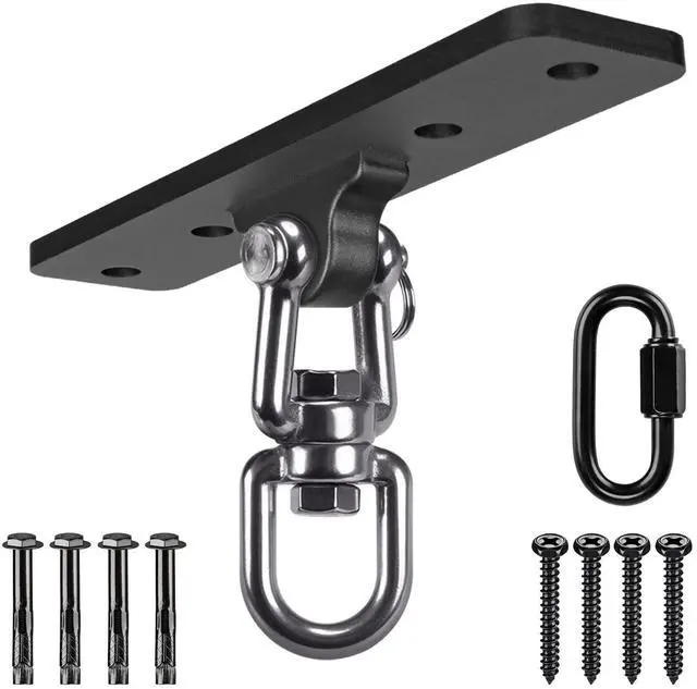 Main image of Heavy Bag Hanger, Wall Ceiling Mount Hook 360° Rotation Wood Beam Holder Body Weight Strength Training Systems, Wood Beam Holder with Spring and 1 Carabiner, 5Wood Screws for Wooden Sets
