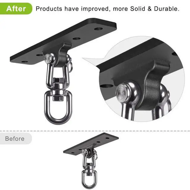 Alt view image 2 of 7 - Heavy Bag Hanger, Wall Ceiling Mount Hook 360° Rotation Wood Beam Holder Body Weight Strength Training Systems, Wood Beam Holder with Spring and 1 Carabiner, 5Wood Screws for Wooden Sets