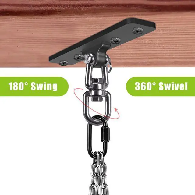 Alt view image 4 of 7 - Heavy Bag Hanger, Wall Ceiling Mount Hook 360° Rotation Wood Beam Holder Body Weight Strength Training Systems, Wood Beam Holder with Spring and 1 Carabiner, 5Wood Screws for Wooden Sets