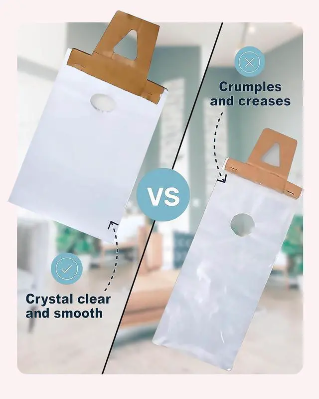 Alt view image 3 of 7 - Plastic Door Hanger Bags 300 Pack - 9.5 x 15 In, Clear Door Hanger Bags