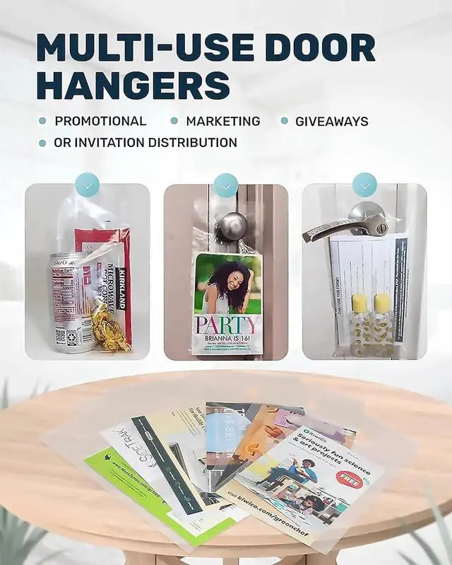 Alt view image 7 of 7 - Plastic Door Hanger Bags 300 Pack - 9.5 x 15 In, Clear Door Hanger Bags