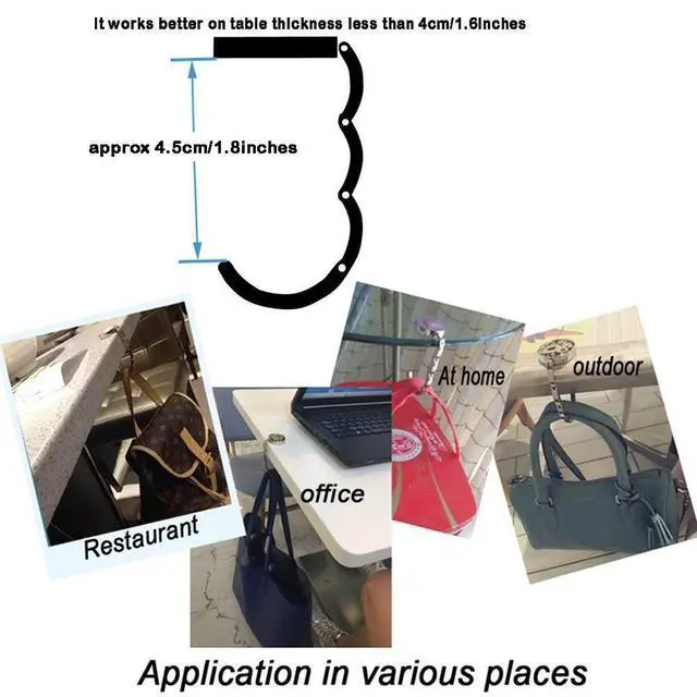 Alt view image 6 of 6 - Handbag Shape Design Metal Foldable Purse Bag Hook Table Hanger,Set of 4