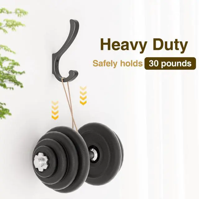 Alt view image 3 of 7 - Hanging Coat Hooks Wall Mount - Heavy Duty (30LB), Large Coat Hanger Wall Hangers, Metal Hooks For Towels, Backpacks, Hats, Jackets, Keys, Bags, Robes, Dog Leashes (6 Pack)
