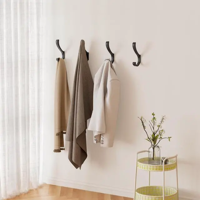 Alt view image 7 of 7 - Hanging Coat Hooks Wall Mount - Heavy Duty (30LB), Large Coat Hanger Wall Hangers, Metal Hooks For Towels, Backpacks, Hats, Jackets, Keys, Bags, Robes, Dog Leashes (6 Pack)