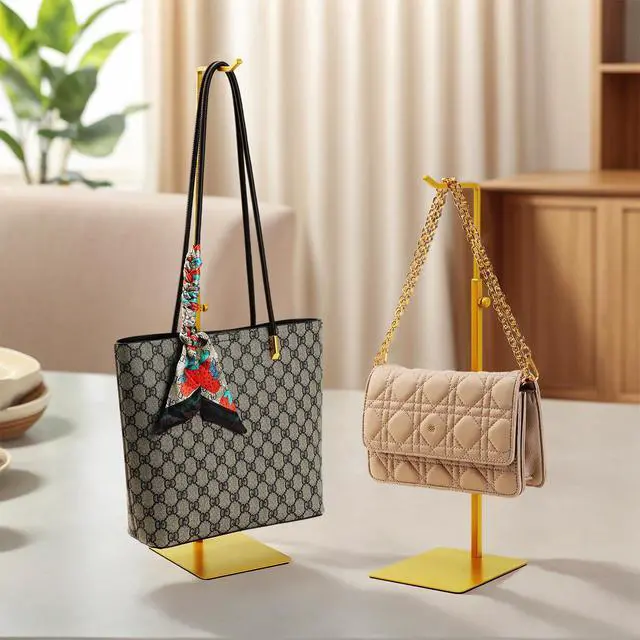 Alt view image 3 of 7 - Purse Holder, Adjustable Purse Display Stand , Golden Handbag Display Stand, Hanger Rack for Bags, Suitable for Desktops, Wardrobes and Commercial Storeshook Stand