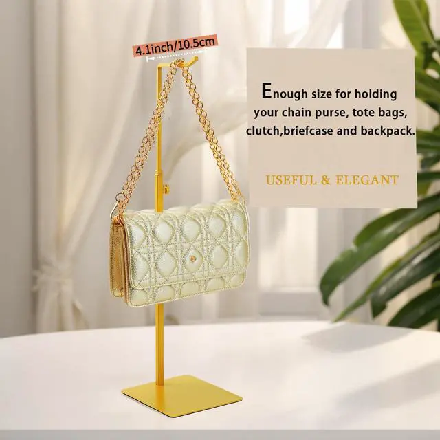 Alt view image 6 of 7 - Purse Holder, Adjustable Purse Display Stand , Golden Handbag Display Stand, Hanger Rack for Bags, Suitable for Desktops, Wardrobes and Commercial Storeshook Stand