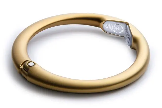 Alt view image 2 of 7 - Bag Hanger, Matte Gold PVD | The Ring that Opens into a Handbag Hook