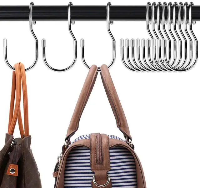 Main image of 24-Pack Purse Hangers for Closet, Large 5-inch Twist Design Hooks for Bags, Purses, Handbags, Belts, Scarves, Hats (Platinum)