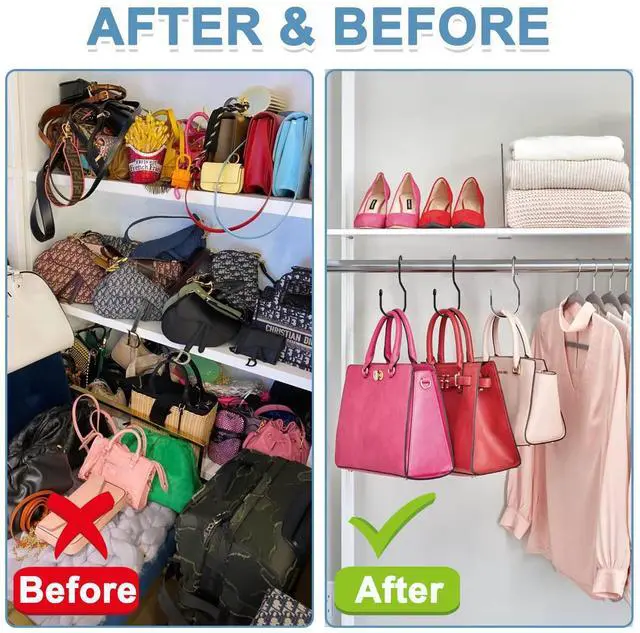 Alt view image 3 of 7 - 24-Pack Purse Hangers for Closet, Large 5-inch Twist Design Hooks for Bags, Purses, Handbags, Belts, Scarves, Hats (Platinum)