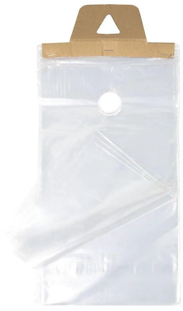 Main image of 9 x 15 Door Hanger Bags (1000 Bags) for Door Knob Flyers Promotions Coupons | Clear Plastic Poly Hanging Bags for Mail | Newspaper Bags with Hangers Protect Against Rain, Dirt, & Bugs | DK4