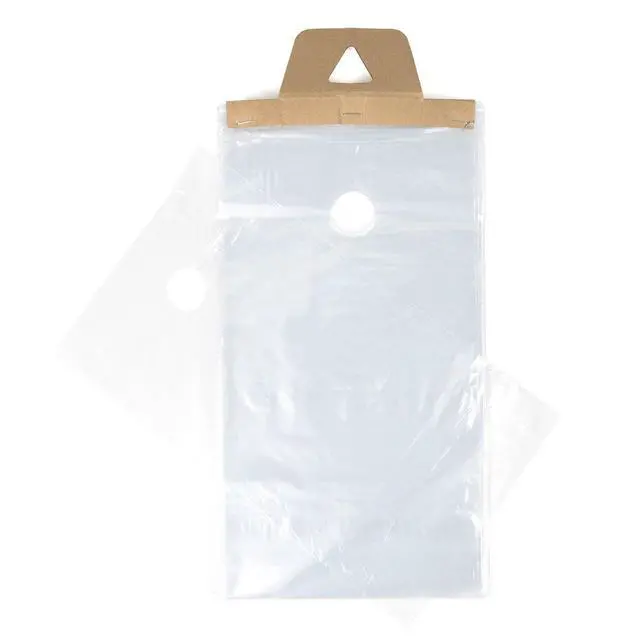 Alt view image 4 of 4 - 9 x 15 Door Hanger Bags (1000 Bags) for Door Knob Flyers Promotions Coupons | Clear Plastic Poly Hanging Bags for Mail | Newspaper Bags with Hangers Protect Against Rain, Dirt, & Bugs | DK4