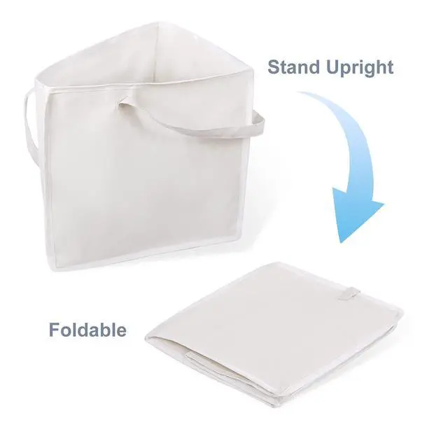 Alt view image 2 of 7 - Foldable Triangle Hanger Bag with Handles, Space Saving Organisers Tidy Storage in Closets, 18" x 13" x 13.2", White, Cotton, Linen
