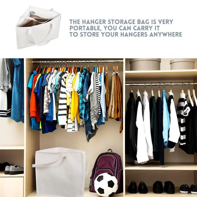 Alt view image 6 of 7 - Foldable Triangle Hanger Bag with Handles, Space Saving Organisers Tidy Storage in Closets, 18" x 13" x 13.2", White, Cotton, Linen