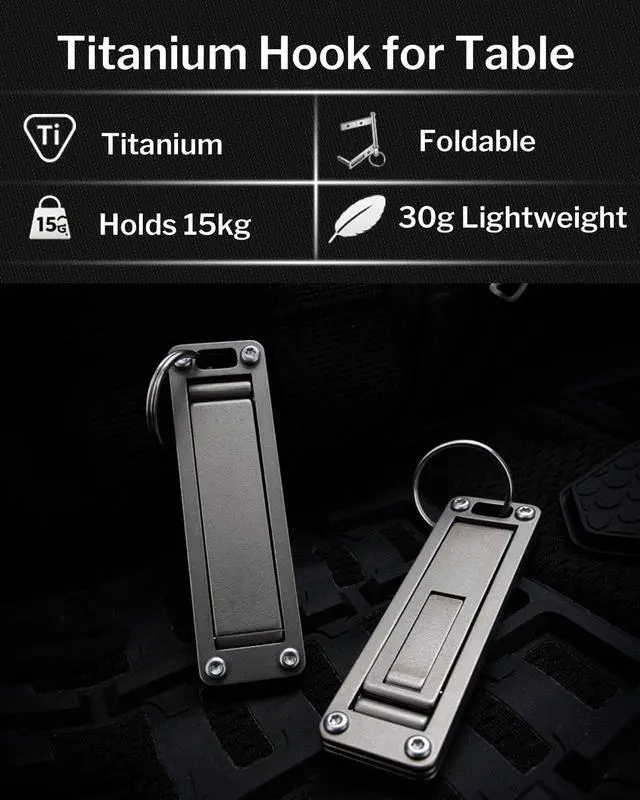 Alt view image 2 of 7 - ST5 Titanium Purse Hook for Table Foldable Bag Hanger with Anti-Slip Arm Portable Handbag Holder for Dining, Office, and Travel (Polished)