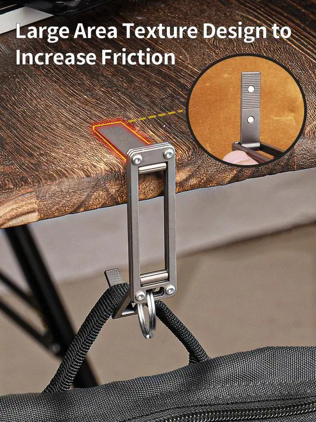 Alt view image 3 of 7 - ST5 Titanium Purse Hook for Table Foldable Bag Hanger with Anti-Slip Arm Portable Handbag Holder for Dining, Office, and Travel (Polished)