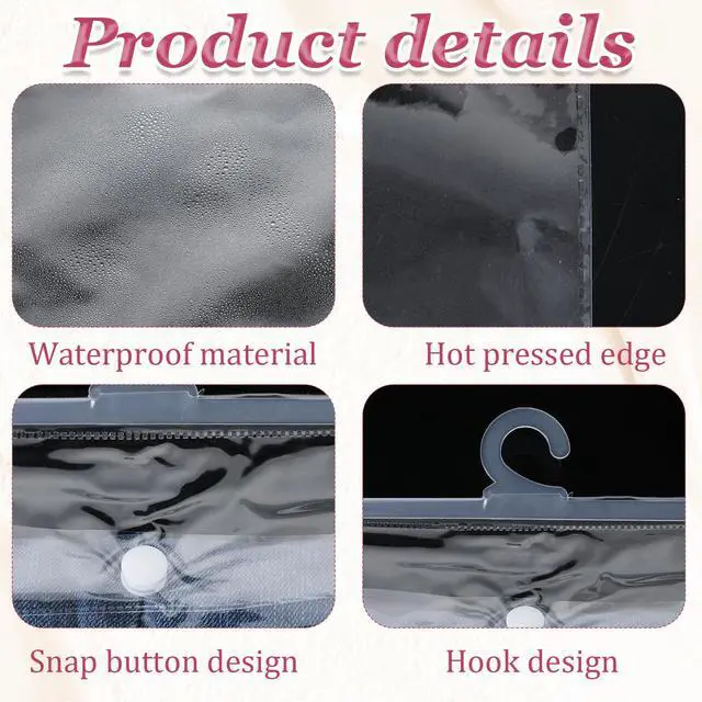 Alt view image 3 of 7 - 50 Pcs Hanging Storage Bags with Hanger 13" X11" Large Hook Clear Plastic Bags for Library Home Pharmacy Use